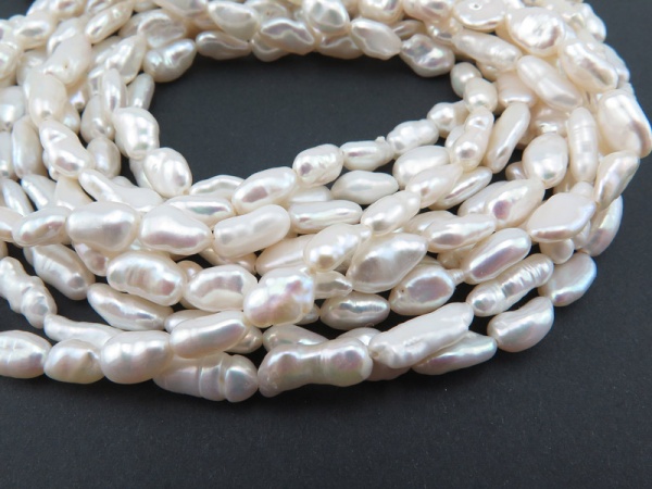 Freshwater Pearl Ivory Long Nugget Beads 9-10mm ~ 16'' Strand