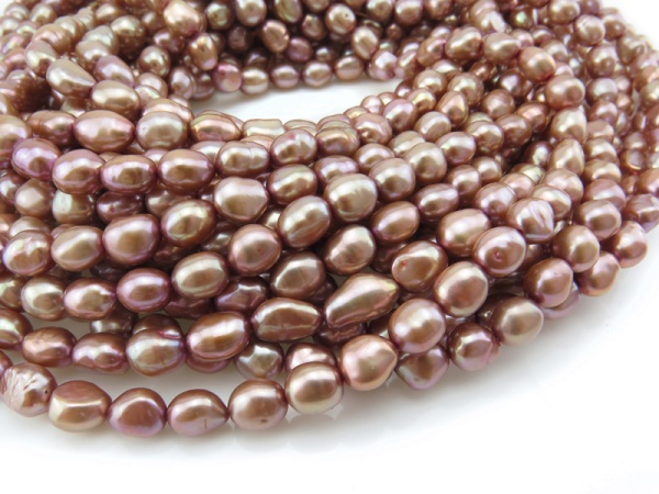 Freshwater Pearl Copper Nugget Beads 7.5-8.5mm ~ 15.5'' Strand