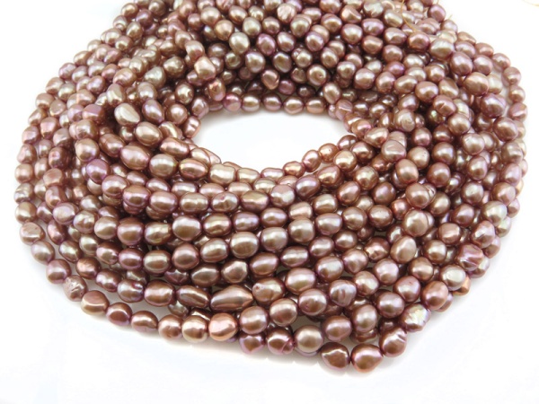 Freshwater Pearl Copper Nugget Beads 7.5-8.5mm ~ 15.5'' Strand