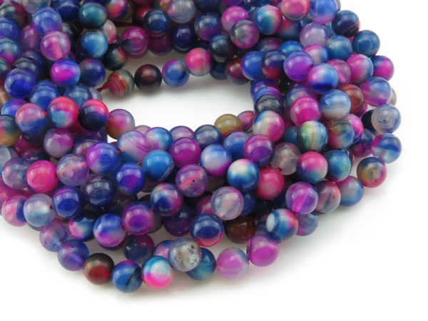 Multi Banded Agate Smooth Round Beads 8.5mm ~ 15.5'' Strand