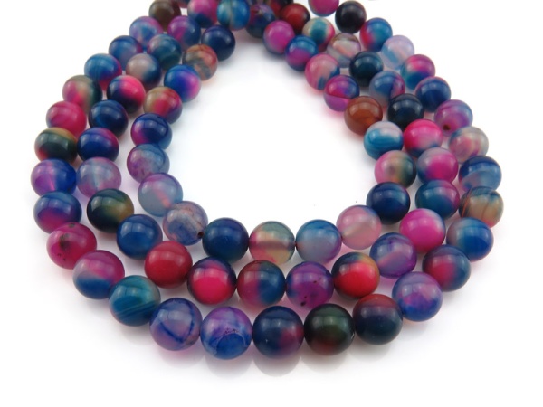 Multi Banded Agate Smooth Round Beads 8.5mm ~ 15.5'' Strand