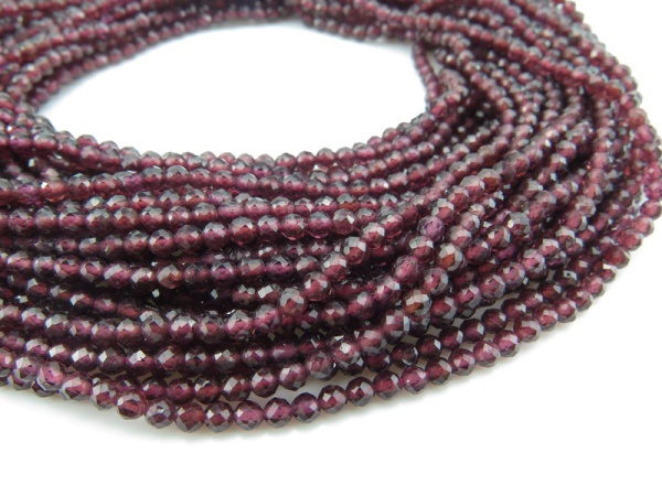 AAA Rhodolite Garnet Micro-Faceted Round Beads 2.75mm ~ 15.5'' Strand