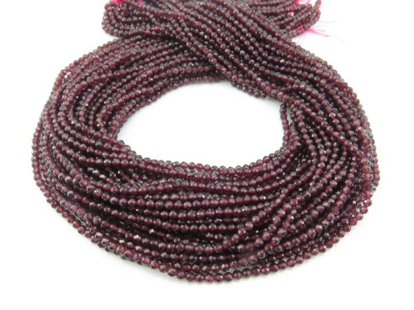 AAA Rhodolite Garnet Micro-Faceted Round Beads 2.75mm ~ 15.5'' Strand