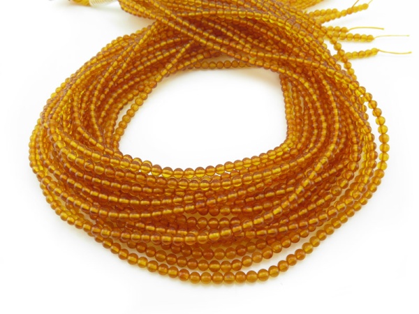 Amber Smooth Round Beads 3mm ~ 16'' Strand