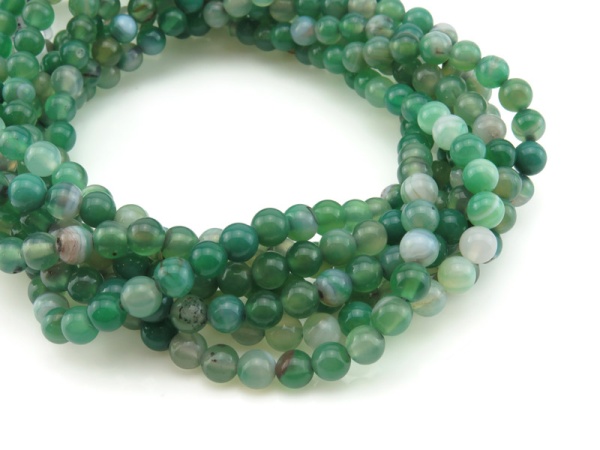 Green Banded Agate Smooth Round Beads 6.25mm ~ 15'' Strand