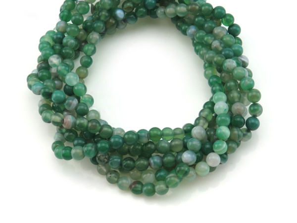 Green Banded Agate Smooth Round Beads 6.25mm ~ 15'' Strand