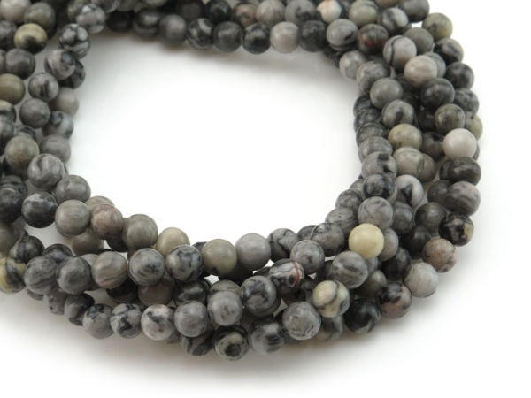 Grey Banded Agate Smooth Round Beads 6-6.5mm ~ 14.5'' Strand