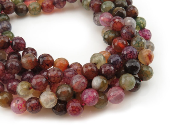 Multi Agate Faceted Round Beads 10mm ~ 15.5'' Strand