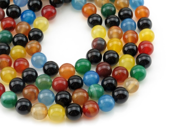 Multi Agate Smooth Round Beads 10.5mm ~ 15'' Strand