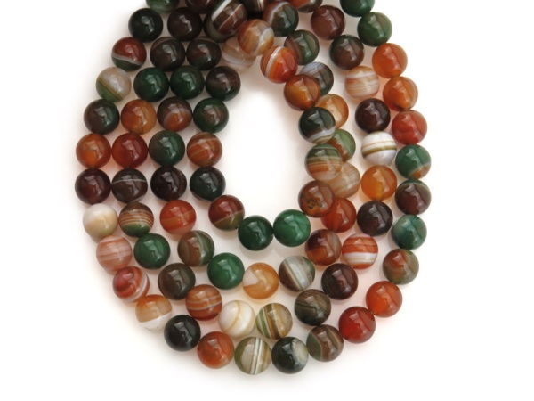 Multi Banded Agate Smooth Round Beads 8mm ~ 15'' Strand