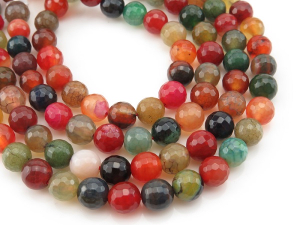 Multi Agate Faceted Round Beads 8-8.5mm ~ 15.5'' Strand