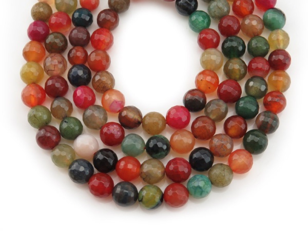 Multi Agate Faceted Round Beads 8-8.5mm ~ 15.5'' Strand