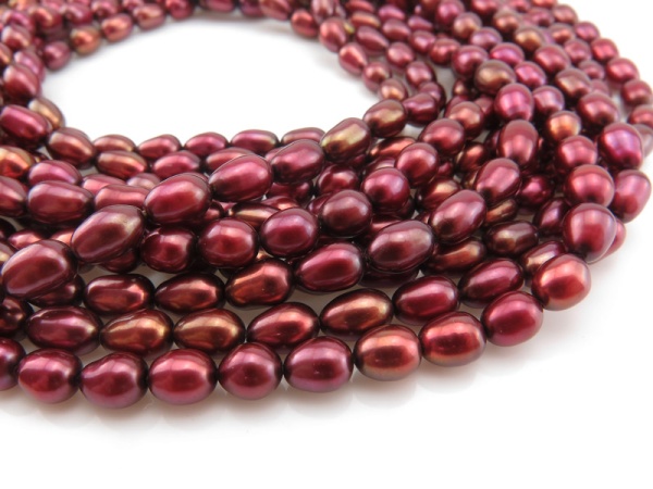 Freshwater Pearl Cranberry Rice Beads 6-7mm ~ 16'' Strand