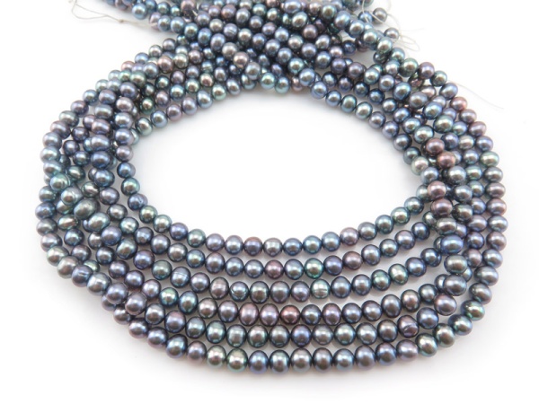 Freshwater Pearl Peacock Grey Potato Beads 5.5mm ~ 15.5'' Strand