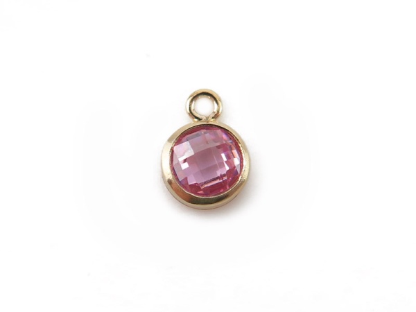 Cubic Zirconia Gold Filled Charm ~ Pink ~ 4mm
