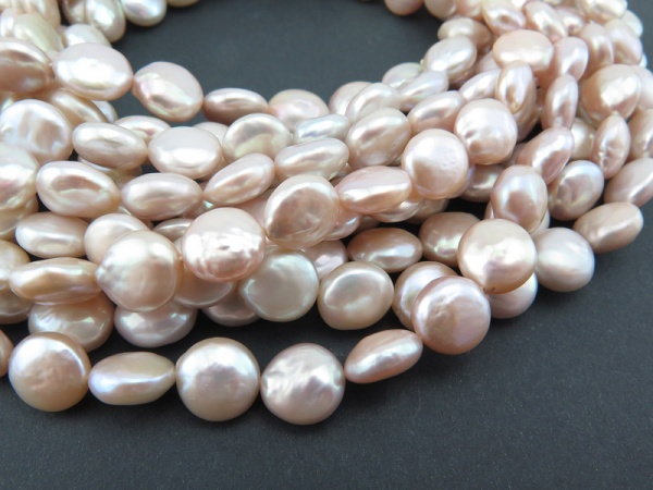 Freshwater Pearl Rose Coin Beads 9.5-10mm ~ 16'' Strand