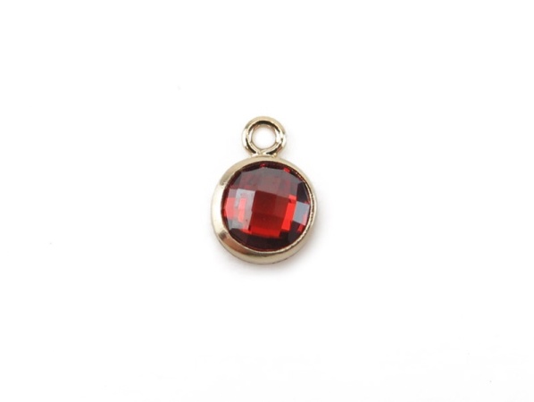 Cubic Zirconia Gold Filled Charm ~ Red ~ 4mm