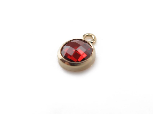 Cubic Zirconia Gold Filled Charm ~ Red ~ 4mm