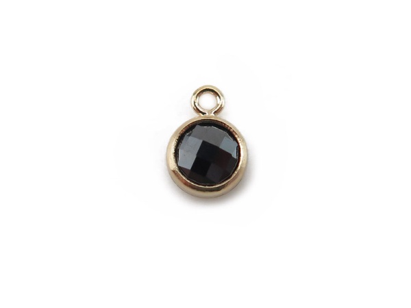 Cubic Zirconia Gold Filled Charm ~ Black ~ 4mm