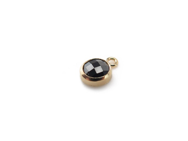 Cubic Zirconia Gold Filled Charm ~ Black ~ 4mm