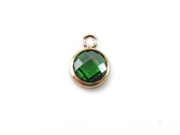 Cubic Zirconia Gold Filled Charm ~ Green ~ 4mm