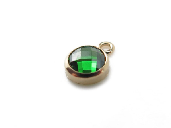 Cubic Zirconia Gold Filled Charm ~ Green ~ 4mm