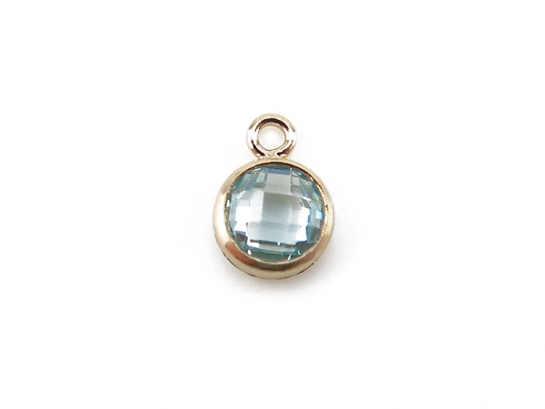 Cubic Zirconia Gold Filled Charm ~ Light Blue ~ 4mm