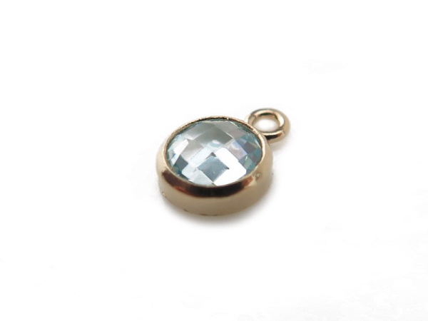 Cubic Zirconia Gold Filled Charm ~ Light Blue ~ 4mm