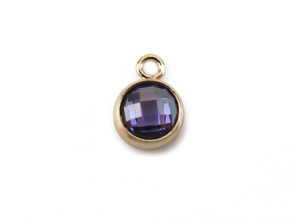 Cubic Zirconia Gold Filled Charm ~ Purple ~ 4mm