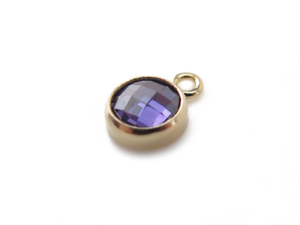 Cubic Zirconia Gold Filled Charm ~ Purple ~ 4mm