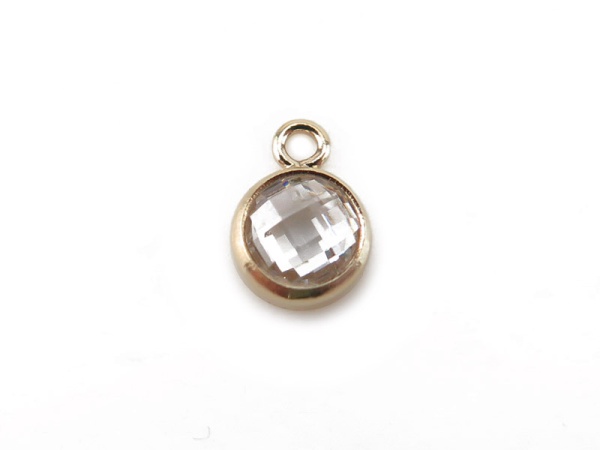 Cubic Zirconia Gold Filled Charm ~ Brilliant White ~ 4mm