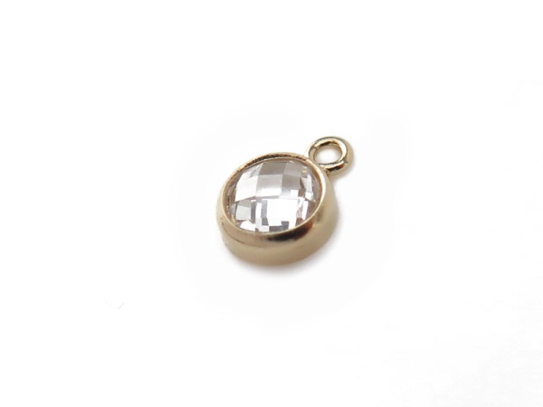 Cubic Zirconia Gold Filled Charm ~ Brilliant White ~ 4mm