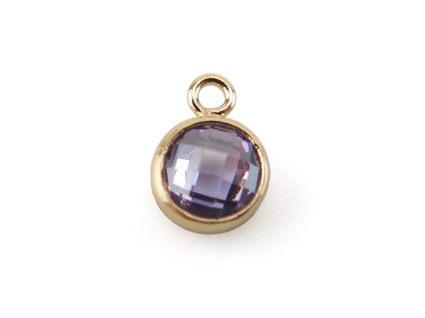 Cubic Zirconia Gold Filled Charm ~ Lavender ~ 4mm