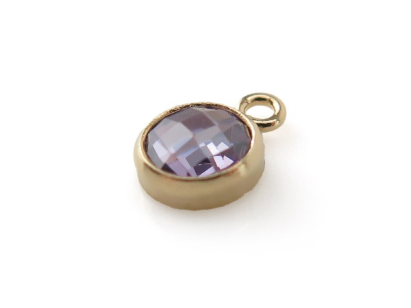 Cubic Zirconia Gold Filled Charm ~ Lavender ~ 4mm