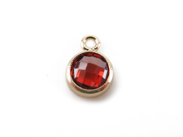 Cubic Zirconia Gold Filled Charm ~ Red Orange ~ 4mm
