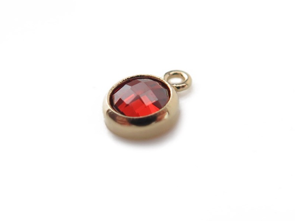 Cubic Zirconia Gold Filled Charm ~ Red Orange ~ 4mm