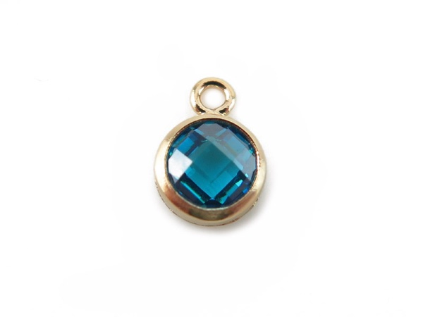 Cubic Zirconia Gold Filled Charm ~ Blue ~ 4mm