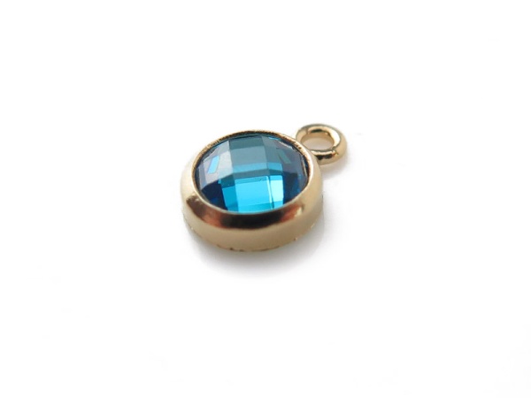 Cubic Zirconia Gold Filled Charm ~ Blue ~ 4mm