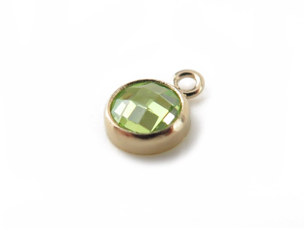 Cubic Zirconia Gold Filled Charm ~ Lime Green ~ 4mm