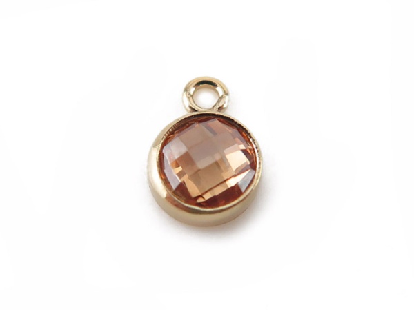 Cubic Zirconia Gold Filled Charm ~ Champagne ~ 4mm