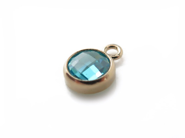 Cubic Zirconia Gold Filled Charm ~ Aqua Blue ~ 4mm