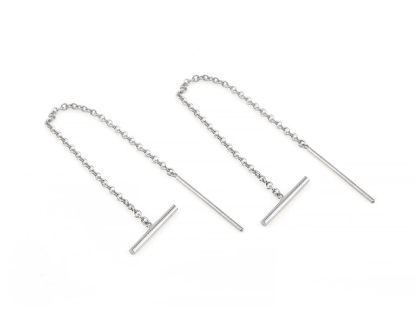 Sterling Silver Ear Threader with Bar ~ PAIR