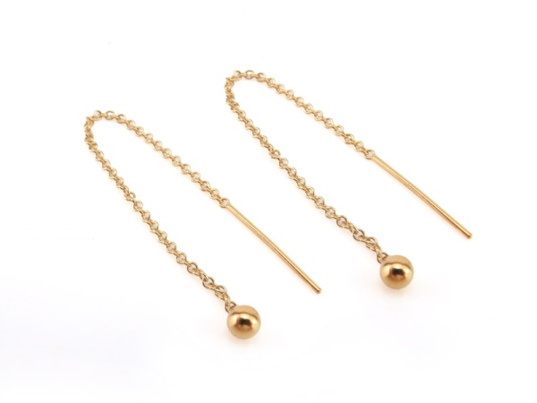 Gold Filled Ear Threader with Ball ~ PAIR
