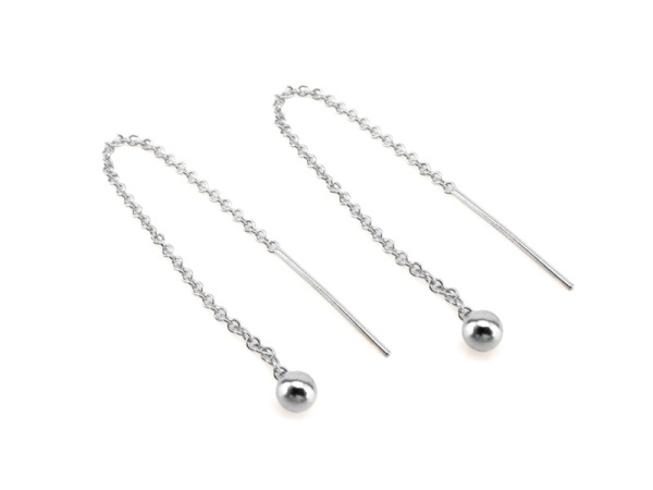 Sterling Silver Ear Threader with Ball ~ PAIR