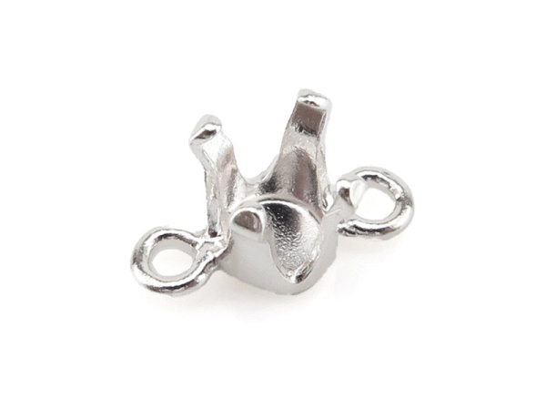 Sterling Silver Round Prong Snap Setting Connector 4mm