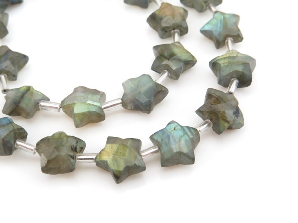 AA Labradorite Faceted Star Beads 9.5-10.5mm ~ 8'' Strand