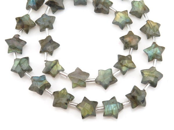 AA Labradorite Faceted Star Beads 9.5-10.5mm ~ 8'' Strand