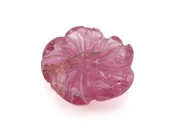 Pink Tourmaline Carved Flower Bead 13.75mm