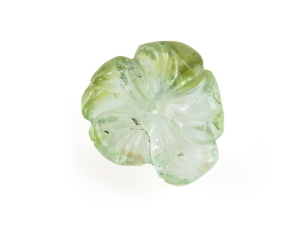 Green Tourmaline Carved Flower Bead 15.75mm