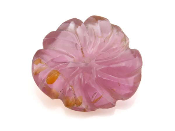 Pink Tourmaline Carved Flower Bead 15.5mm